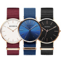 OEM cheap price multi color fashion quartz  thin watch case watch  japan movement nylon strap ladies watch